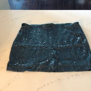 Emerald green sequin mini skirt